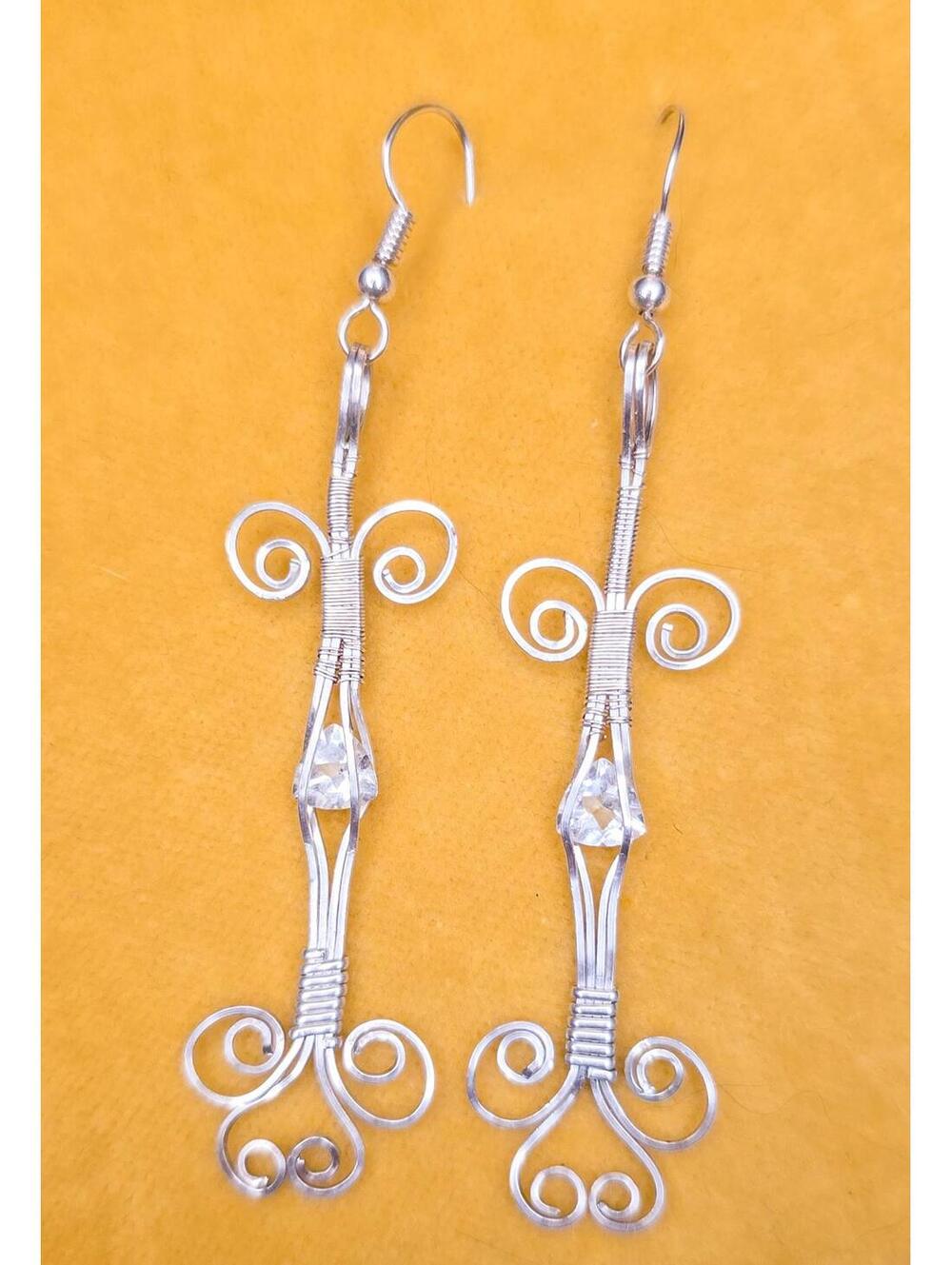 Vintage Wire Wrapped Clear Quartz Earrings